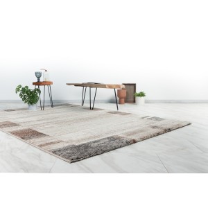 Tapis 150x80cm, design F005G coloris beige argenté - Confort et élégance pour votre intérieur