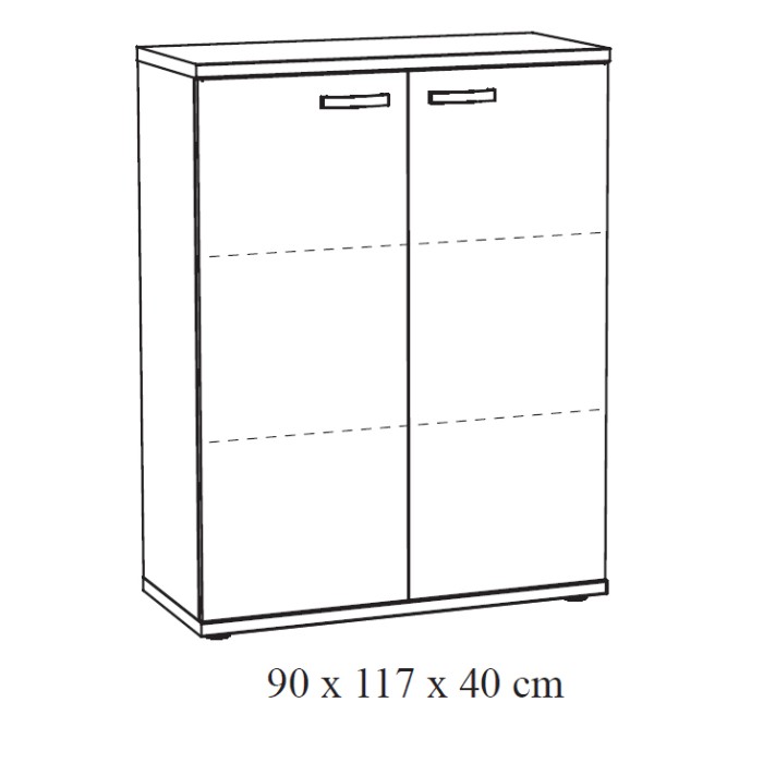 Meuble de rangement pour bureau 2 portes coloris chêne clair collection YUKON