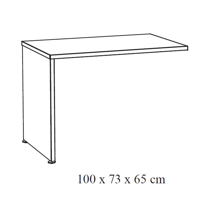 Retour de bureau YUKON – Chêne clair et pieds noirs – Design moderne 100 cm