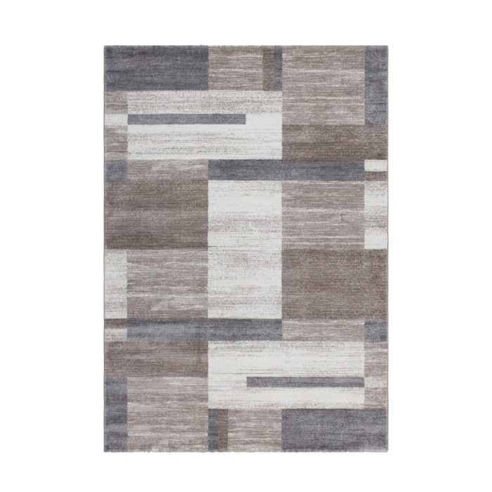 Tapis 230x160cm, design F105G coloris beige argenté - Confort et élégance pour votre intérieur