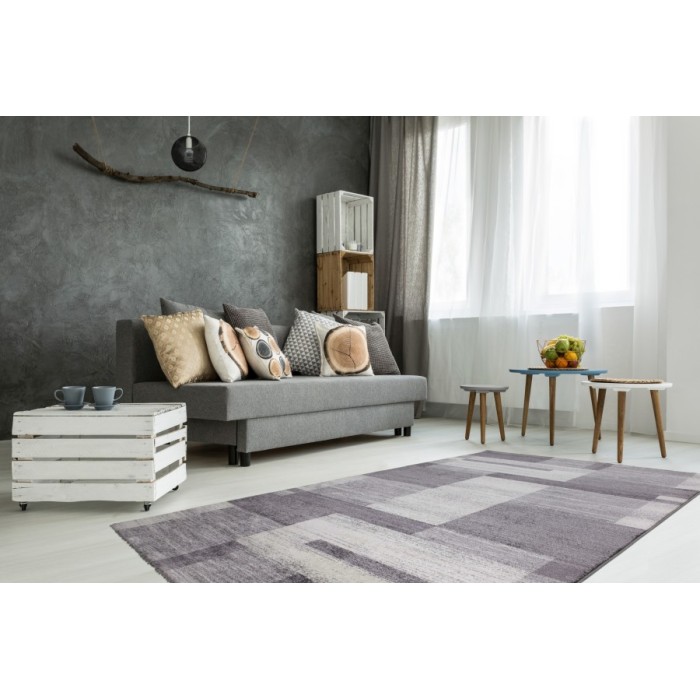Tapis 290x200cm, design F105G coloris argent - Confort et élégance pour votre intérieur