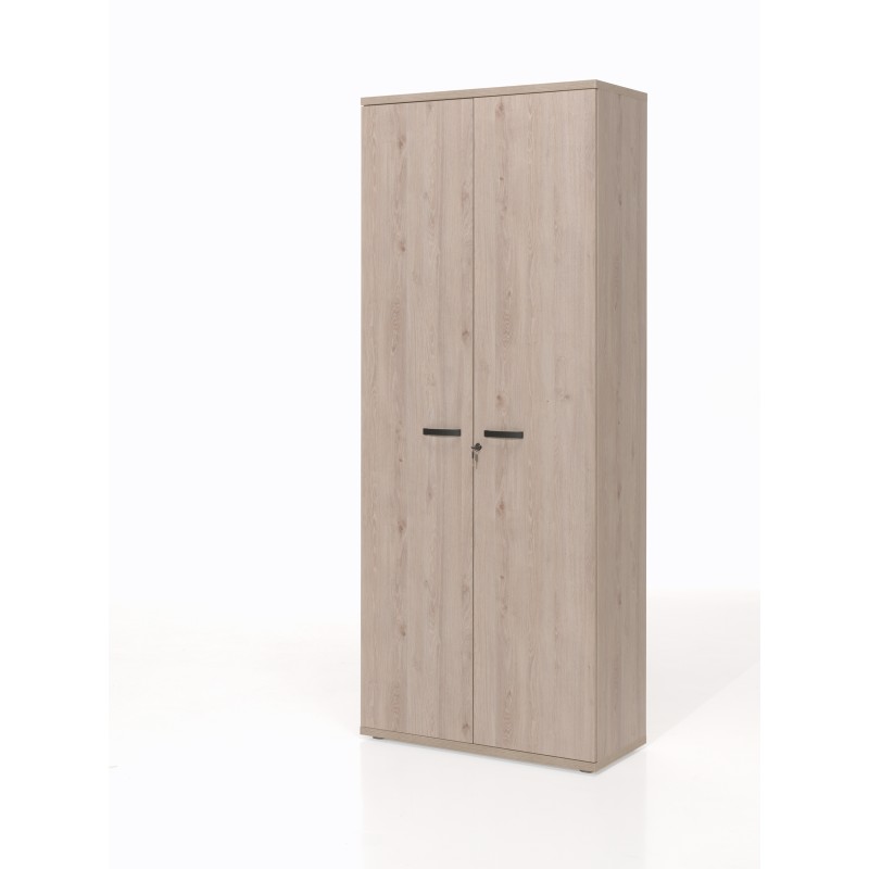 Armoire de Bureau - Meuble 2 Portes et étagères coloris Chêne clair. Collection YUKON