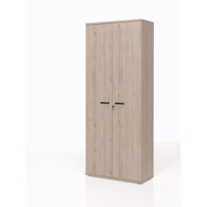 Armoire de Bureau - Meuble 2 Portes et étagères coloris Chêne clair. Collection YUKON