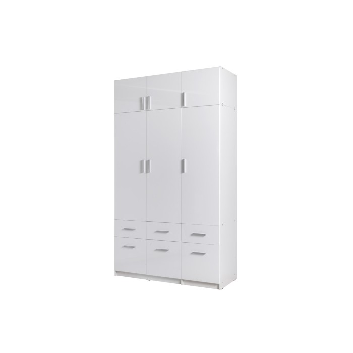 Armoire trois portes et six tiroirs collection FLEX, coloris blanc brillant
