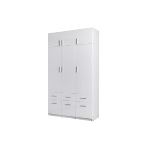 Armoire trois portes et six tiroirs collection FLEX, coloris blanc brillant