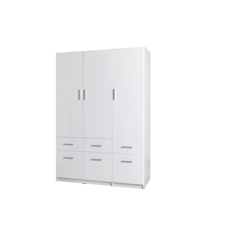 Armoire trois portes et six tiroirs collection FLEX, coloris blanc brillant