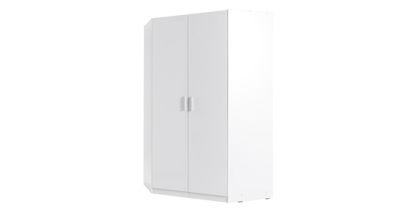 Armoire d'angle deux portes collection FLEX, blanc brillant