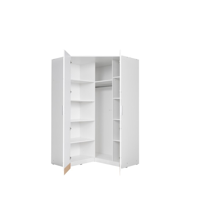 Armoire d'angle deux portes collection FLEX, blanc brillant