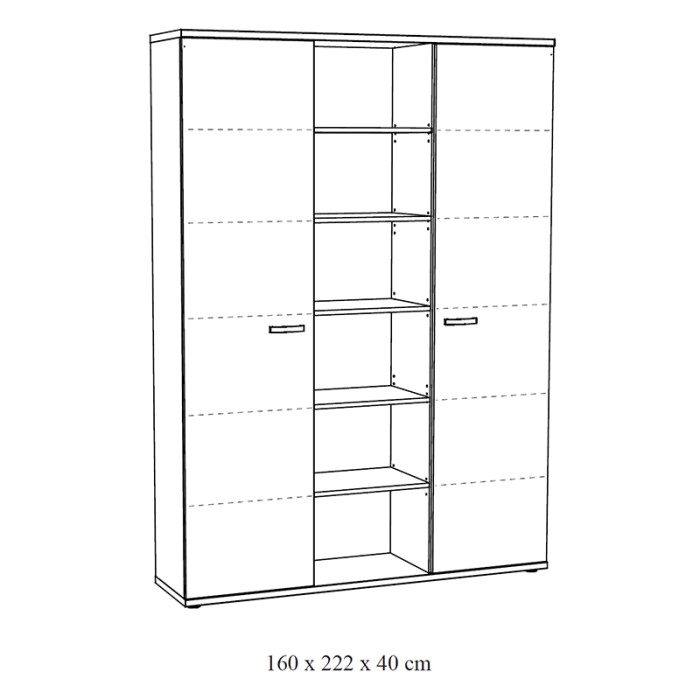 Meuble haut de rangement pour bureau 2 portes et étagères coloris chêne clair – Collection YUKON