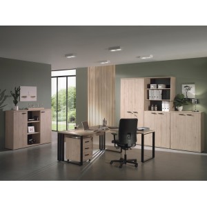 Meuble de rangement pour bureau 2 portes coloris chêne brut collection YUKON