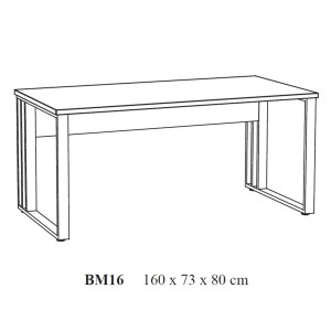 Bureau professionnel 160cm coloris chêne brut et noir collection YUKON