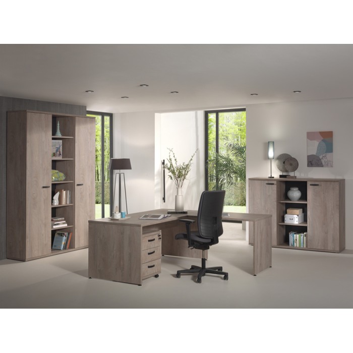 Retour de bureau YUKON – 100 cm chêne brut – Extension design pour bureau professionnel