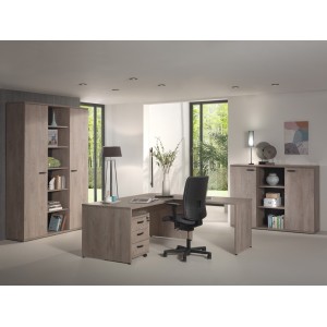 Retour de bureau YUKON – 100 cm chêne brut – Extension design pour bureau professionnel