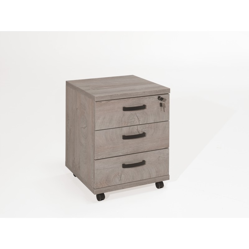 Caisson de rangement bureau 3 tiroirs coloris chêne brut | Collection YUKON | Meublorama