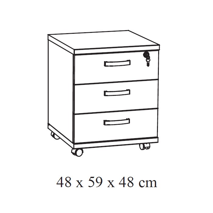 Caisson de rangement bureau 3 tiroirs coloris chêne brut | Collection YUKON | Meublorama