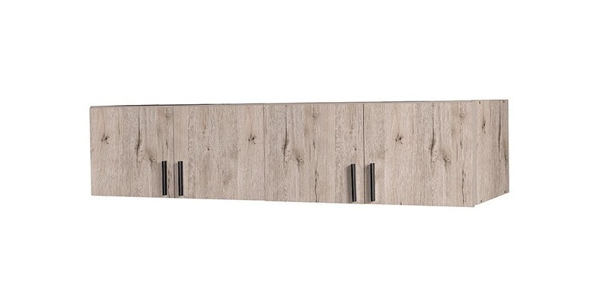 Surmeuble d'armoire quatre portes collection FLEX, coloris chêne wellington et gris graphite