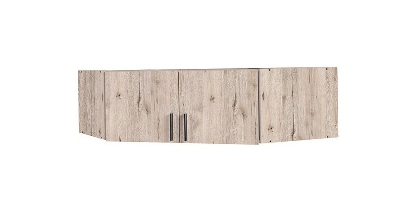 Surmeuble d'armoire d'angle deux portes collection FLEX, coloris chêne wellington et gris graphite