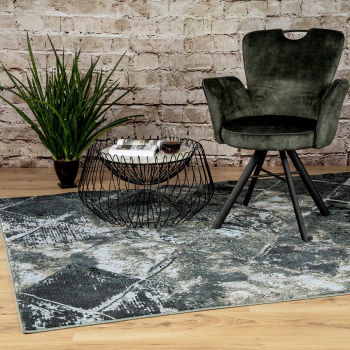 Tapis 290x200cm, design G508A coloris bleu pétrole - Confort et élégance pour votre intérieur