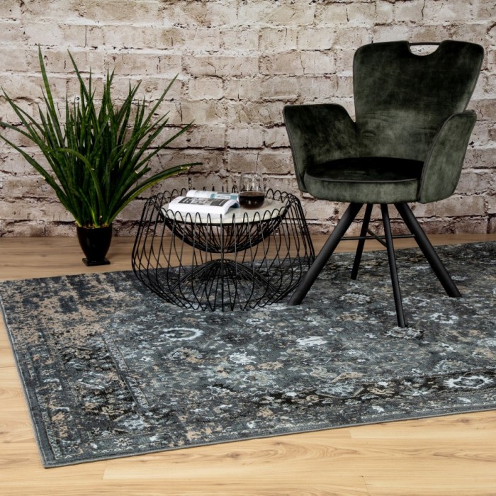 Tapis 290x200cm, design G708A coloris bleu pétrole - Confort et élégance pour votre intérieur
