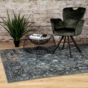 Tapis 290x200cm, design G708A coloris bleu pétrole - Confort et élégance pour votre intérieur