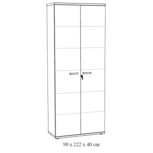 Armoire de bureau YUKON – Meuble 2 portes et étagères – Chêne brut – L90 x H222 x P40 cm