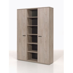 Armoire de rangement pour bureau 2 portes et étagères coloris chêne brut collection YUKON