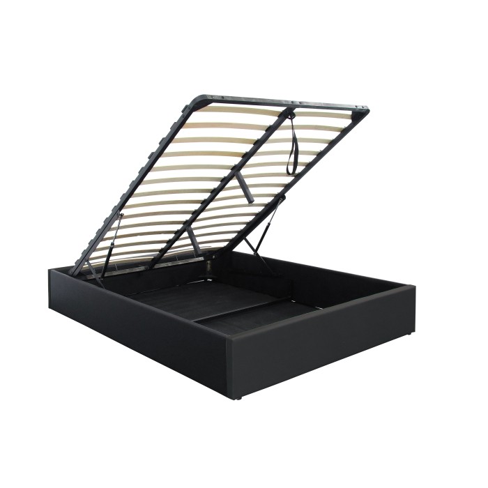 Lit coffre 140x200 collection YANI coloris noir. Lit avec un grand coffre pour votre chambre à coucher