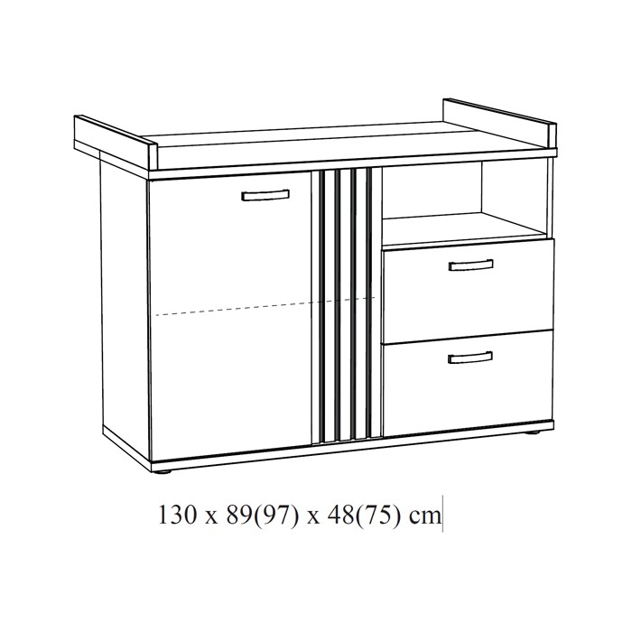 Chambre bébé ou enfant TOMMY, lit 60x120 évolutif en 90x200, armoire, commode à langer et chevet