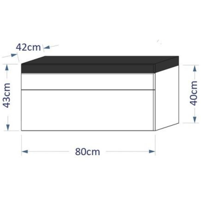 Meuble sous vasque 80cm suspendu collection RAVEN, coloris blanc mat et brillant, idéal pour une salle de bain design