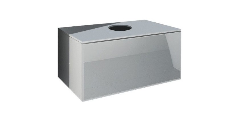 Meuble sous vasque suspendu collection OWL, coloris blanc mat et blanc brillant, idéal pour une salle de bain design