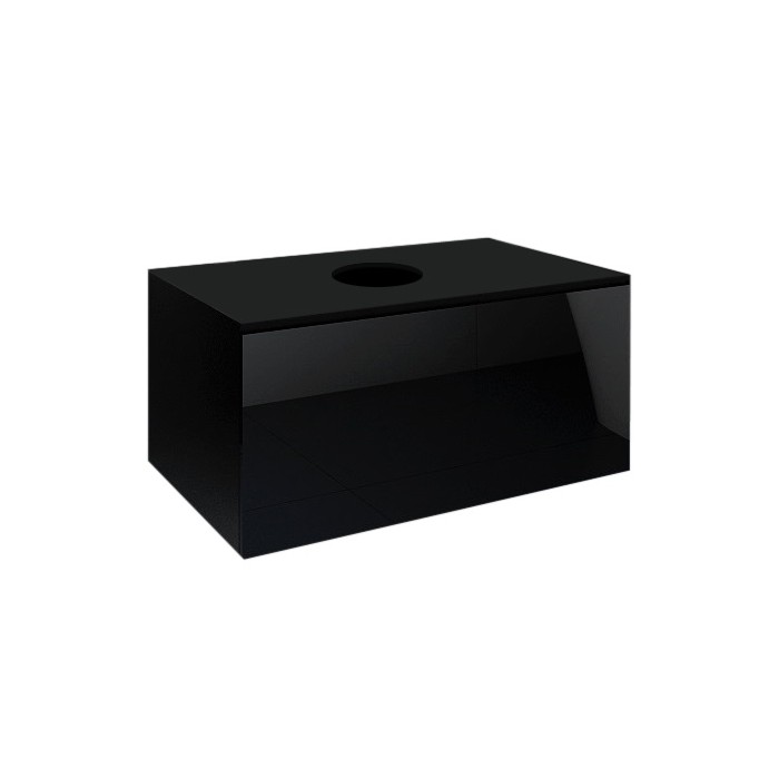 Meuble sous vasque suspendu collection OWL, coloris noir mat et noir brillant, idéal pour une salle de bain design