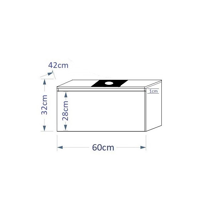 Meuble sous vasque suspendu collection OWL, coloris blanc mat brillant, avec plaque en verre noir, idéal pour une salle de bain