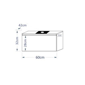 Meuble sous vasque suspendu collection OWL, coloris blanc mat brillant, avec plaque en verre noir, idéal pour une salle de bain