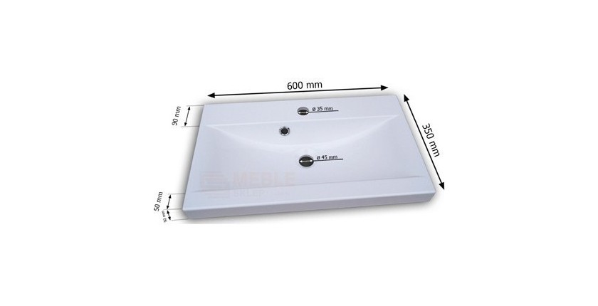 Vasque 60cm collection RAVEN, coloris blanc