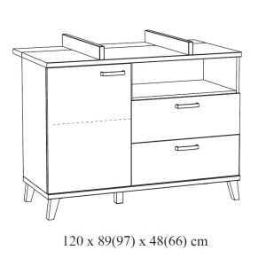 Commode bébé DANAÉ – Table à langer intégrée coloris chêne clair