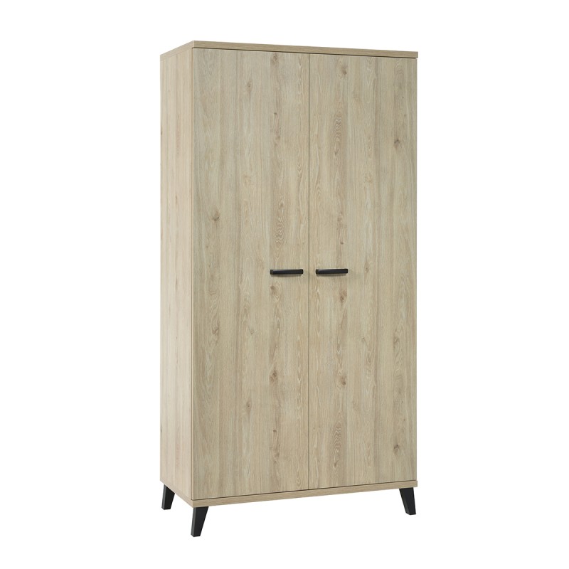 Armoire enfant 2 portes DANAÉ – Chêne clair – Rangement robuste au style naturel