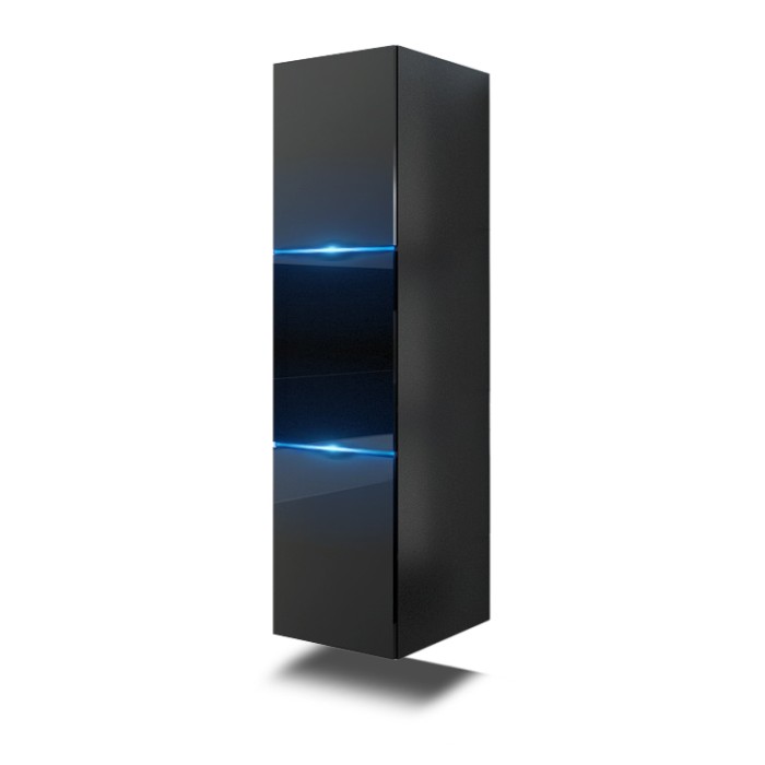 Ensemble meubles de salle de bain collection RAVEN, coloris noir mat et brillant, avec vasque 80cm et deux colonnes