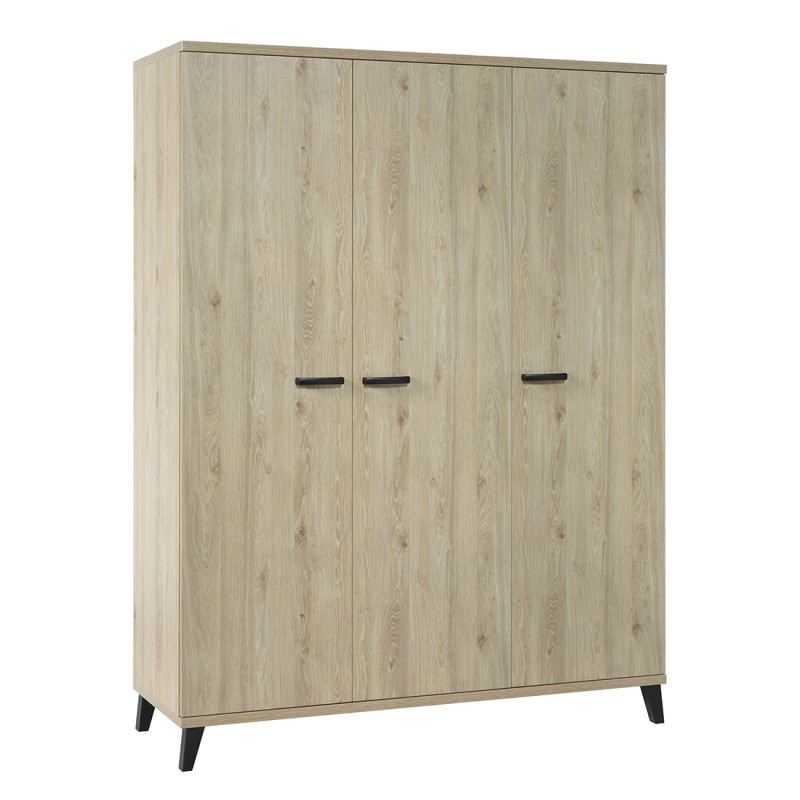 Armoire enfant 3 portes DANAÉ – Chêne clair – Rangement spacieux au design naturel