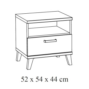 Table de chevet DANAÉ – 1 tiroir + 1 niche – Chêne clair – Chambre bébé et enfant 
