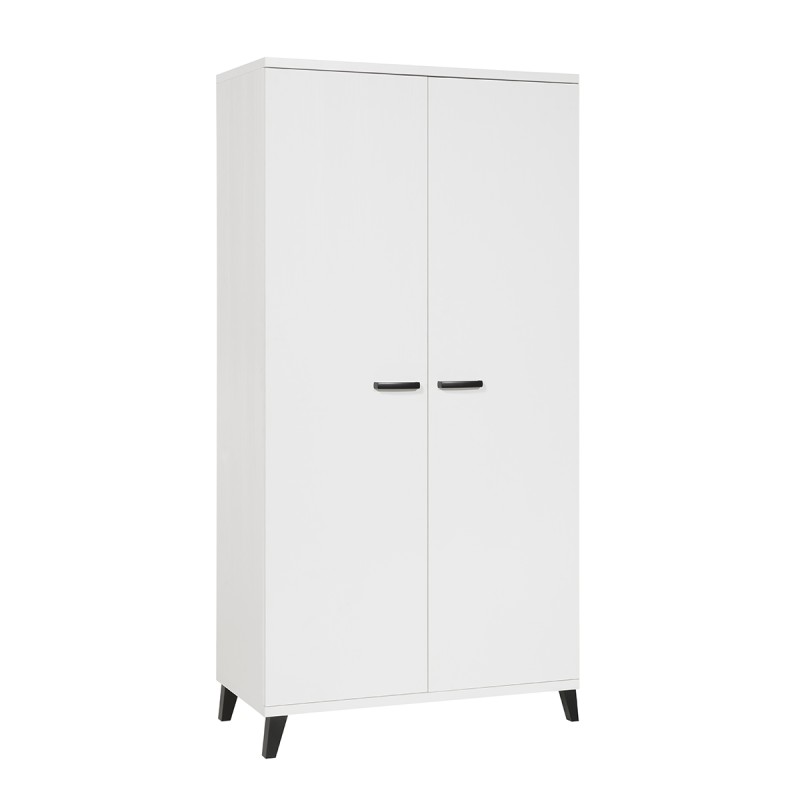 Armoire enfant 2 portes DANAÉ – Blanc mat – Rangement fonctionnel et design épuré
