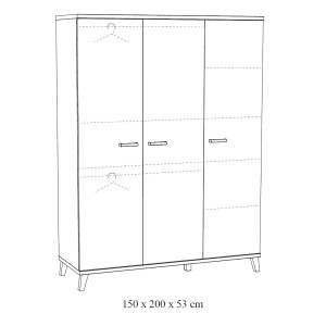 Armoire enfant 3 portes DANAÉ – Blanc mat – Grand rangement au style épuré