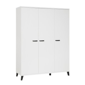 Armoire enfant 3 portes DANAÉ – Blanc mat – Grand rangement au style épuré