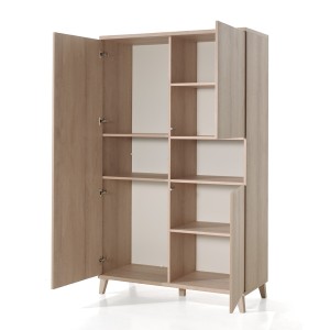 Armoire enfant 3 portes LOUISE – Chêne clair River Oak – Style bois chaleureux