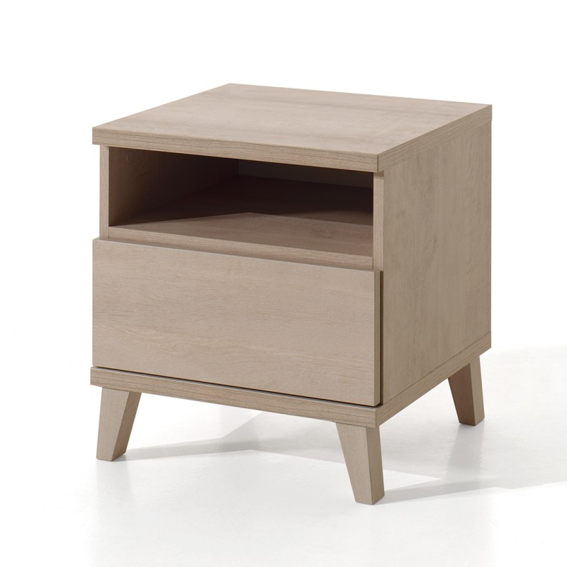 Table de chevet LOUISE – 1 tiroir + 1 niche – Chêne River Oak