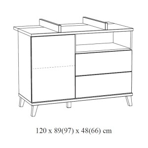 Chambre bébé ou enfant LOUISE, lit 60x120 évolutif en 90x200, armoire, commode à langer et chevet