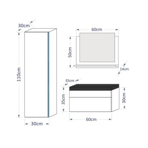 Ensemble meubles de salle de bain collection BIRD, coloris blanc mat et brillant avec une colonne