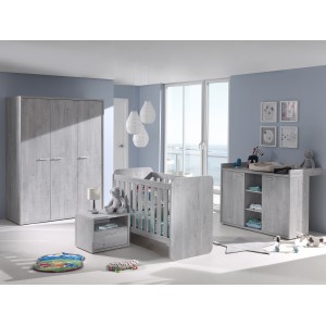 Commode bébé MATHEO – Table à langer intégrée coloris gris effet bois