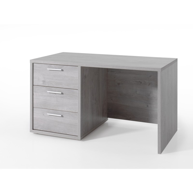 Bureau enfant robuste 3 tiroirs collection MATHEO coloris gris effet bois