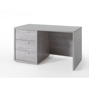 Bureau enfant robuste 3 tiroirs collection MATHEO coloris gris effet bois