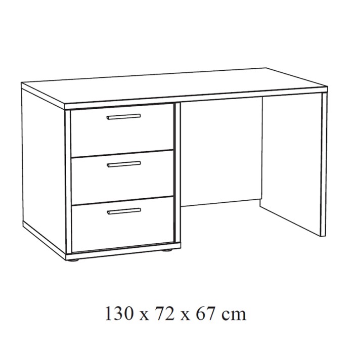 Bureau enfant robuste 3 tiroirs collection MATHEO coloris gris effet bois